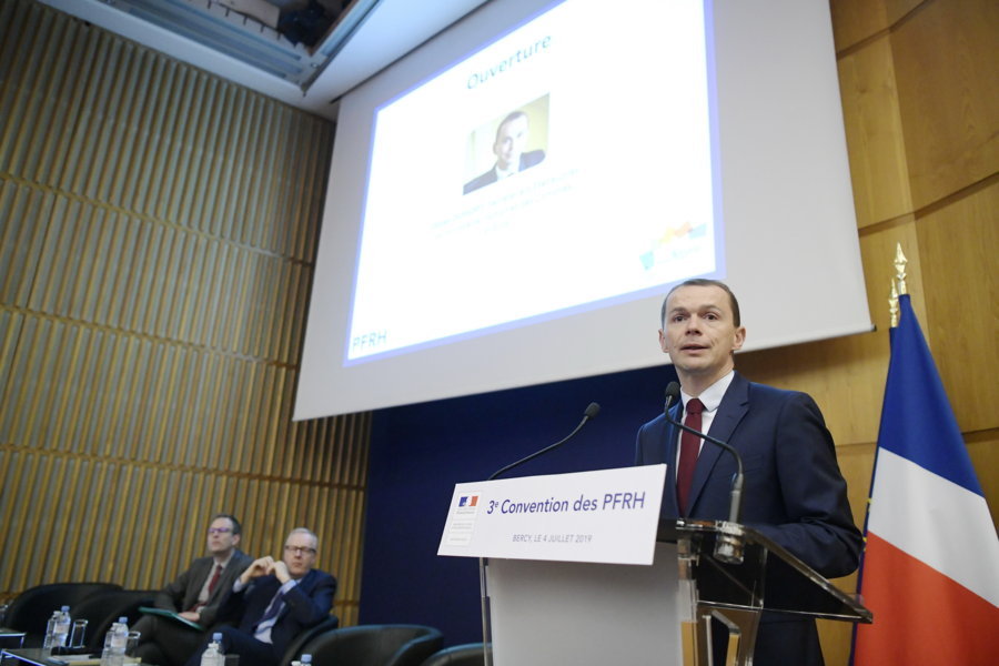 4 juillet 2019 : troisième convention des PFRH - Olivier Dussopt, Thierry Le Goff, Xavier Maire
