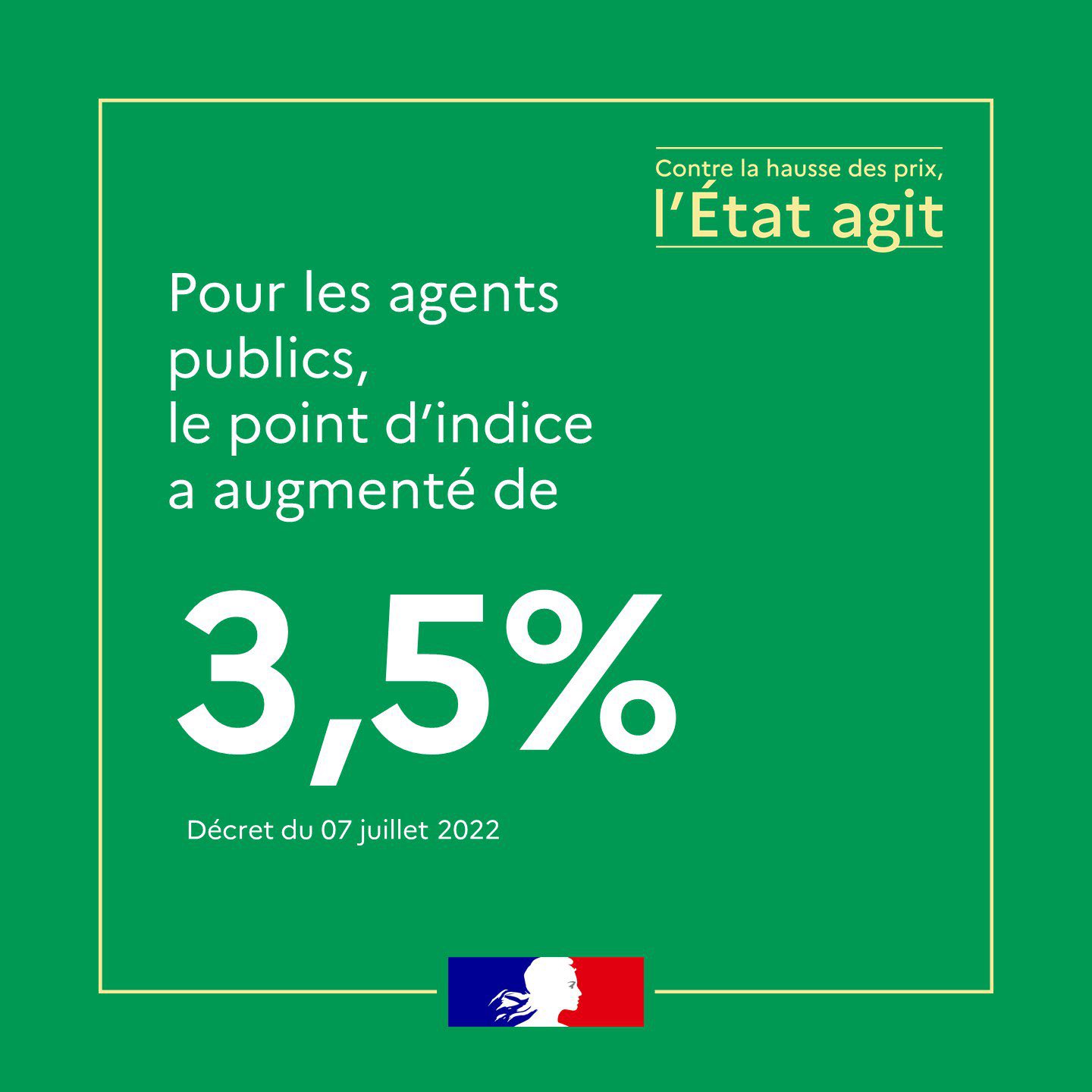 revalorisation du point d’indice de la fonction publique de 3,5 %