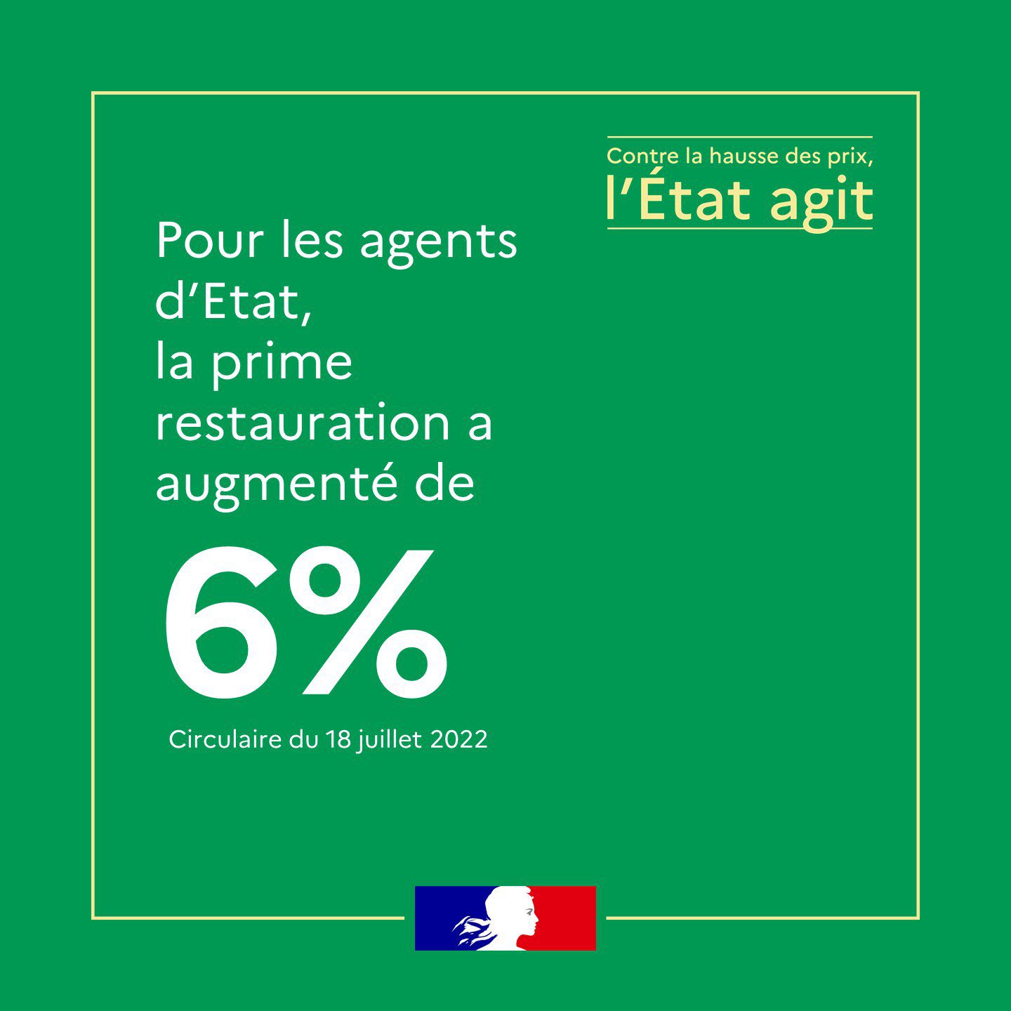 augmentation de la prime "restauration" de 6 % pour les agents de l’État