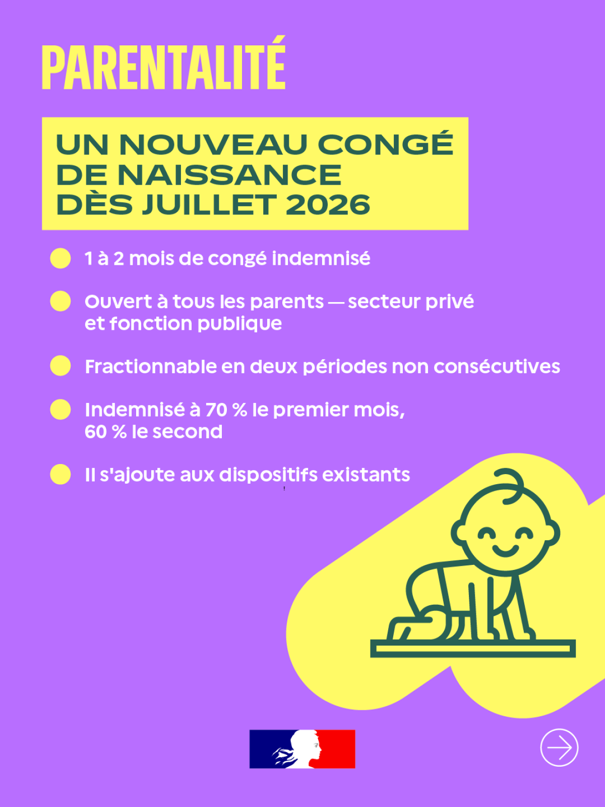 Un nouveau congé de naissance dès juillet 2026 