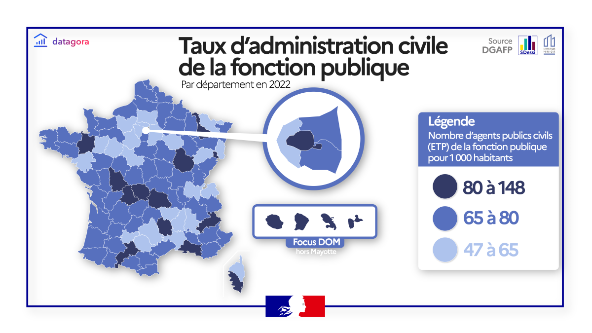 Nombre d’agents civils par habitant en France en 2022
